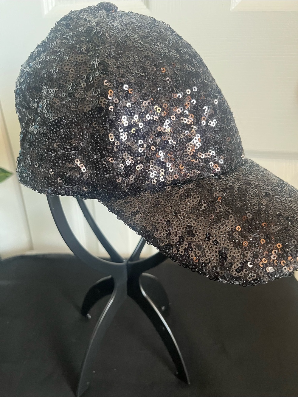 Sequin Baseball Cap - Black